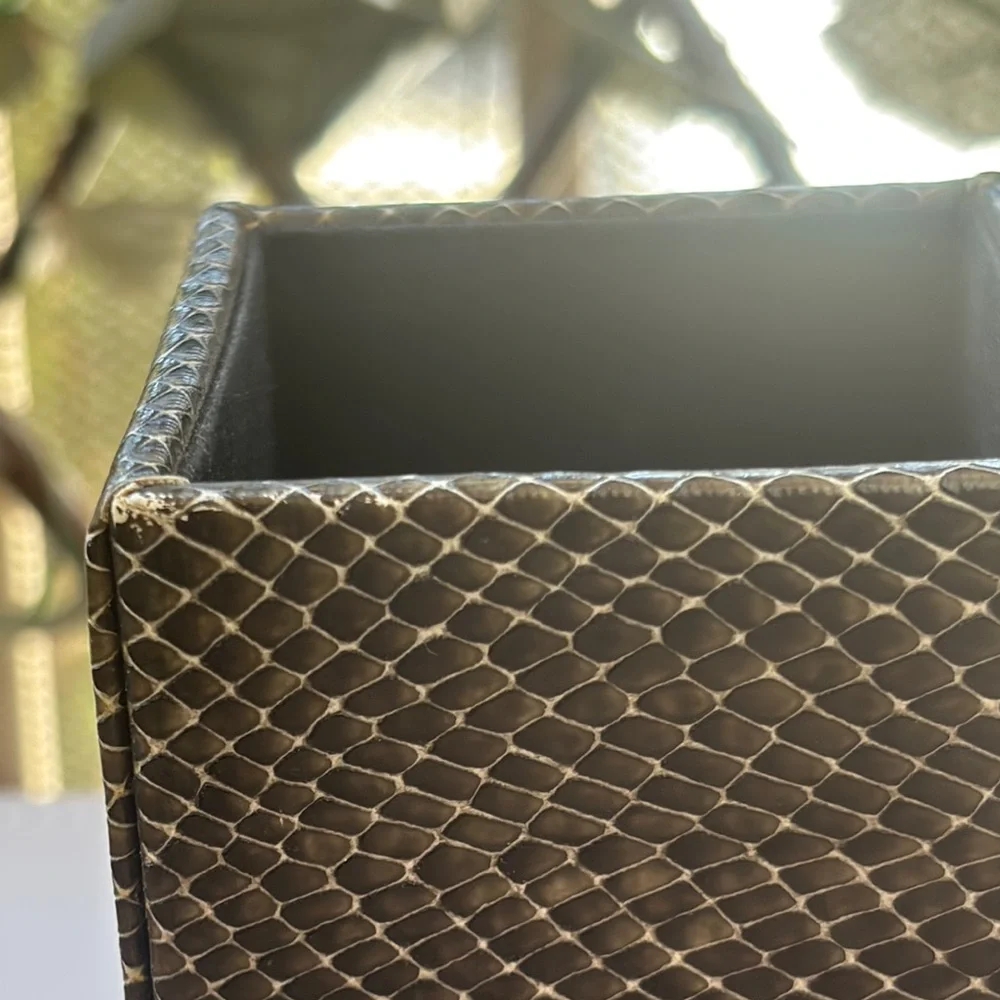 Vintage Genuine Snakeskin Pencil Cup circa 1980s